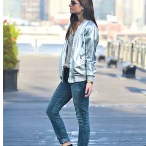 Missguided silver bomber jacket